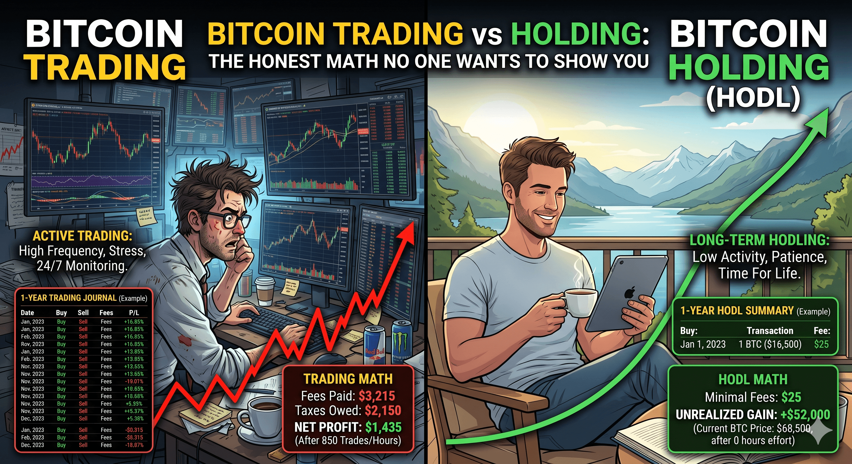 Bitcoin Trading vs Holding: The Honest Math No One Wants to Show You